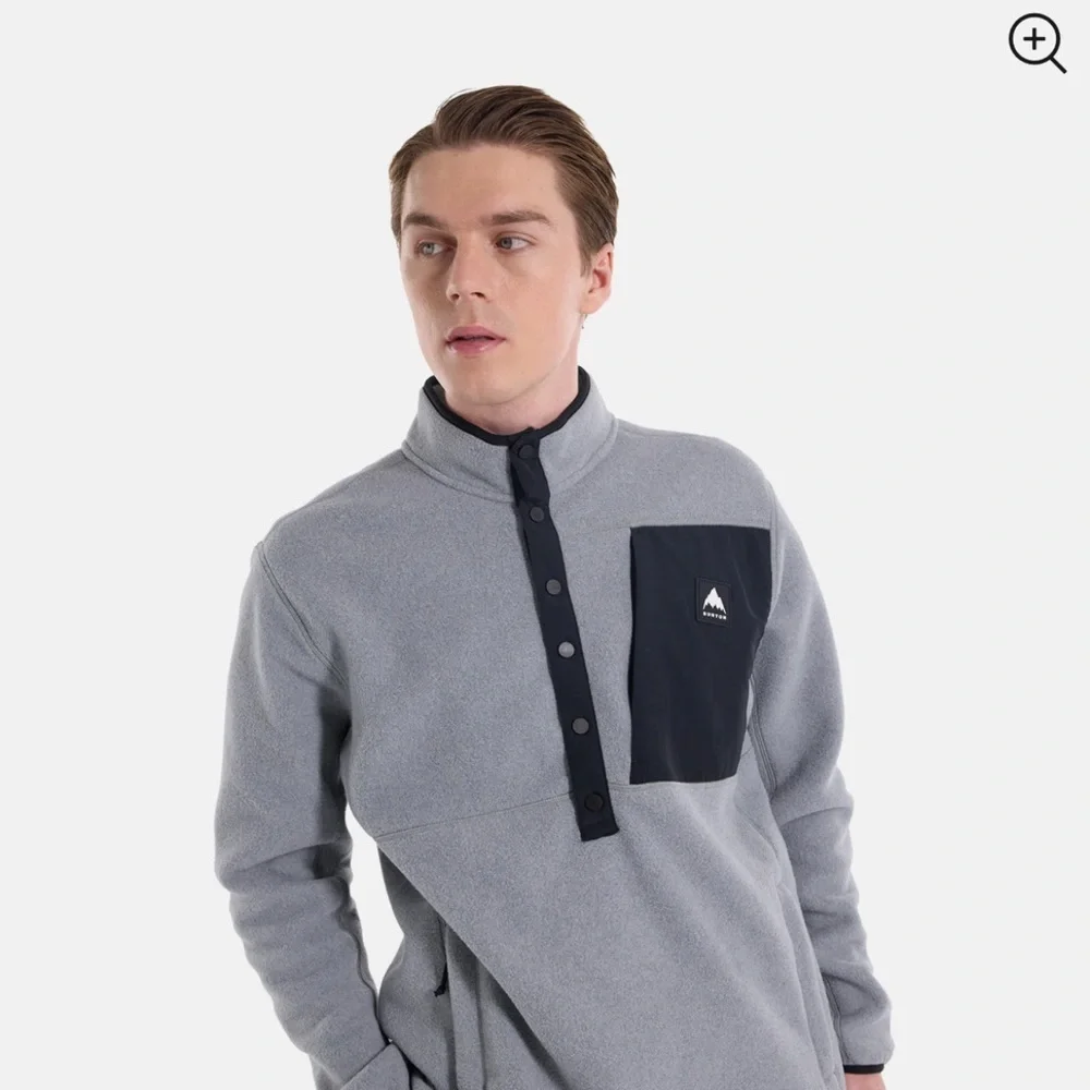 Burton Gray Cinder Fleece Pullover with Black Trim Medium